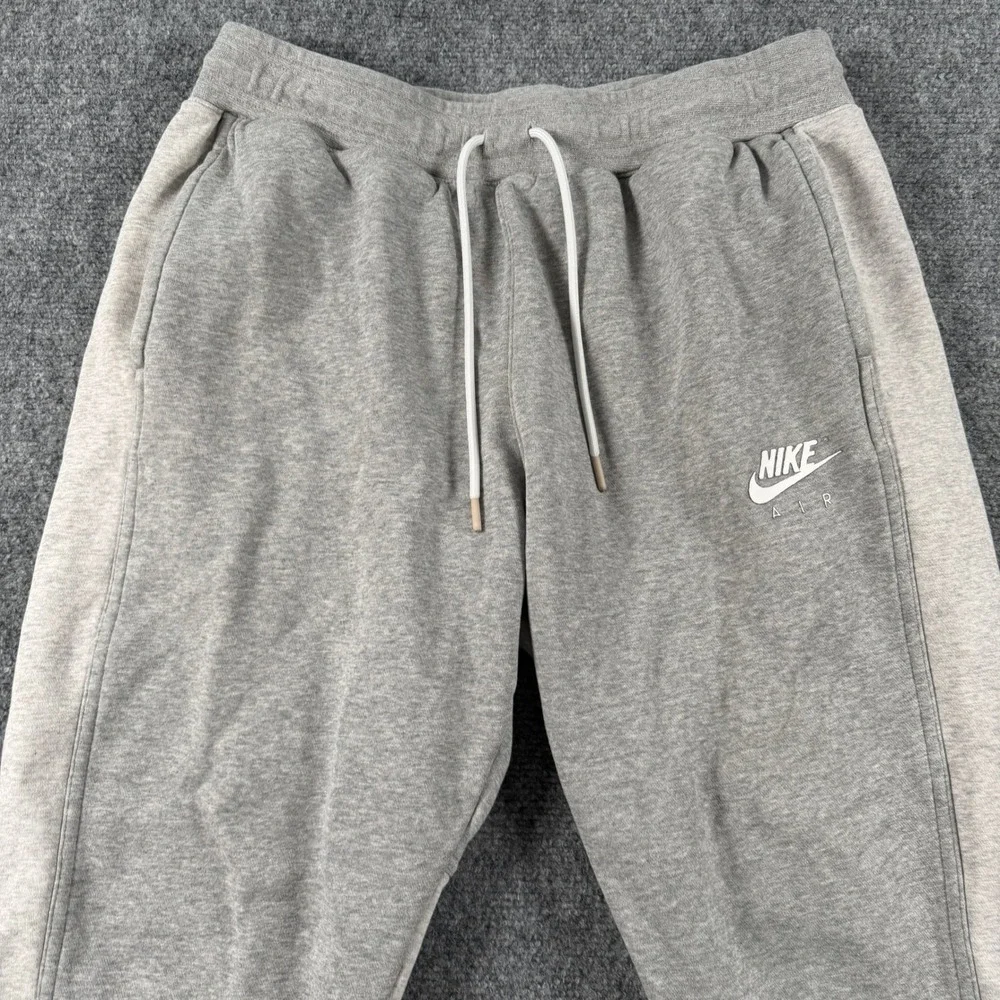 Nike Air Joggers Mens Large Grey Fleece Sweatpants Paneled Zipper Pocket Pockets
